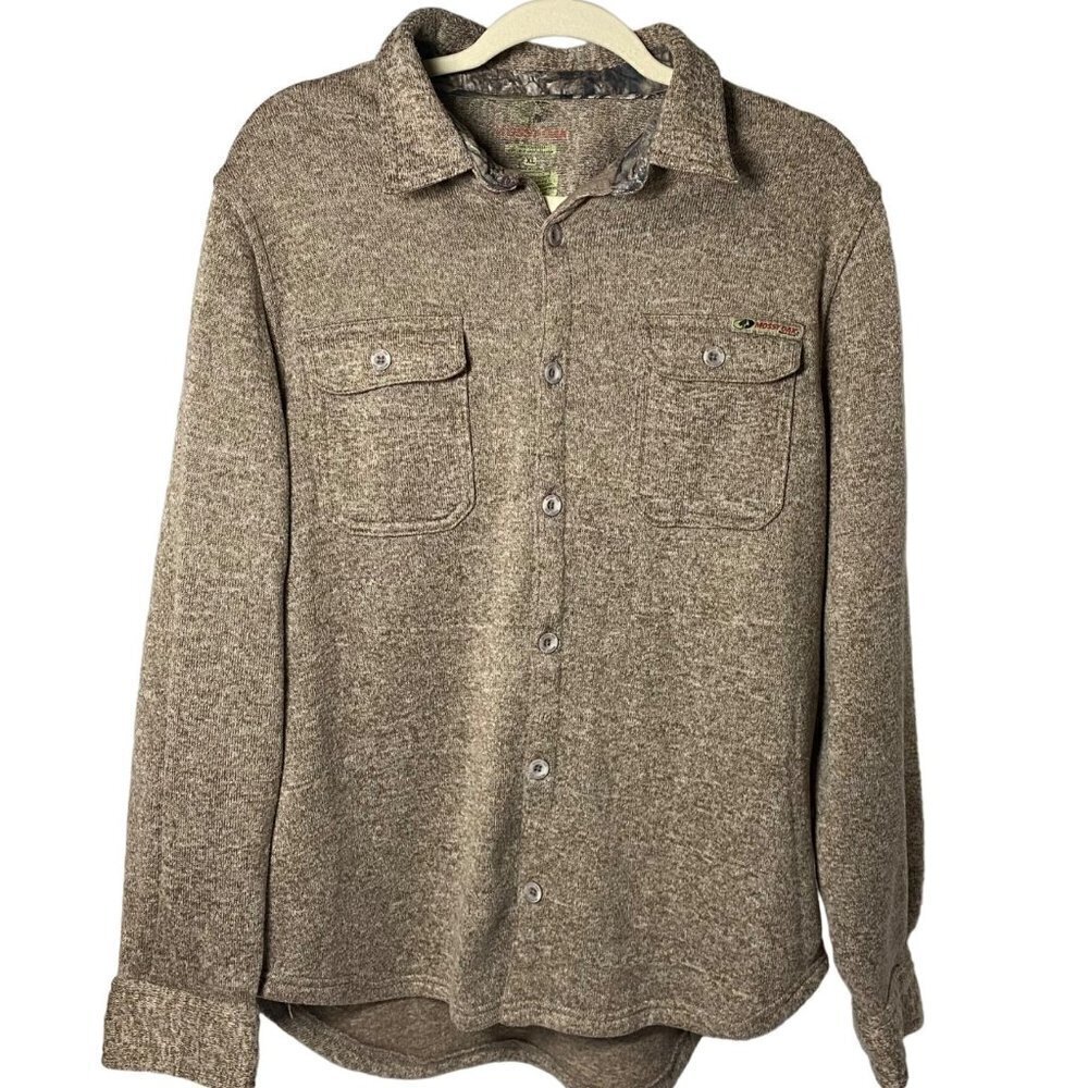 MOSSY OAK Men's Size XL, Button Uo,  Long Sleeve, Sweater Shirt, Color Beige